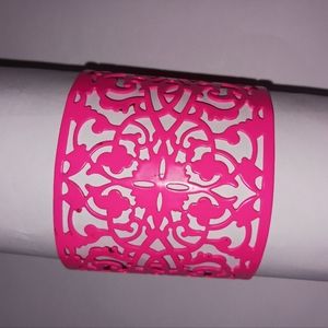 Bright pink metal cuff bracelet